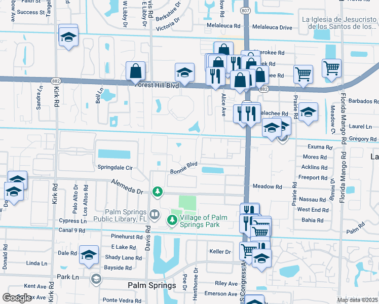 map of restaurants, bars, coffee shops, grocery stores, and more near 23 Lori Drive in Palm Springs