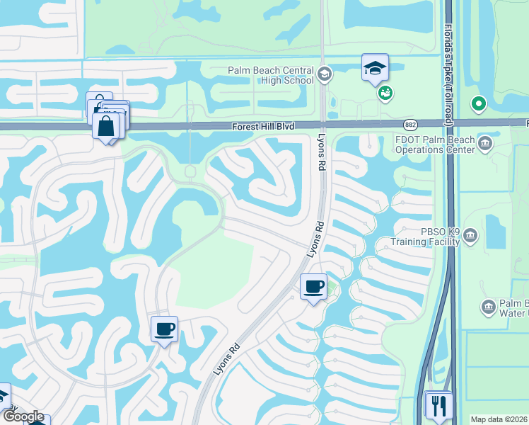 map of restaurants, bars, coffee shops, grocery stores, and more near 9031 Alexandra Circle in Wellington