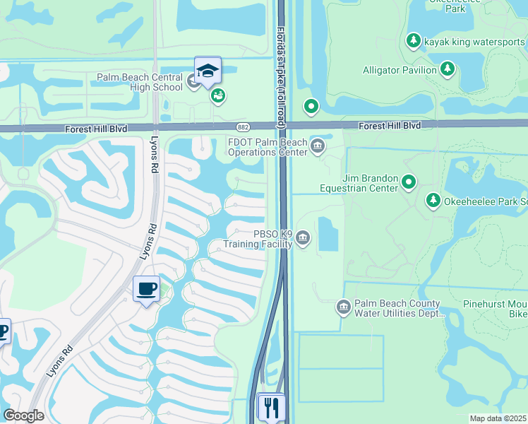 map of restaurants, bars, coffee shops, grocery stores, and more near 8012 Jolly Harbour Court in Wellington