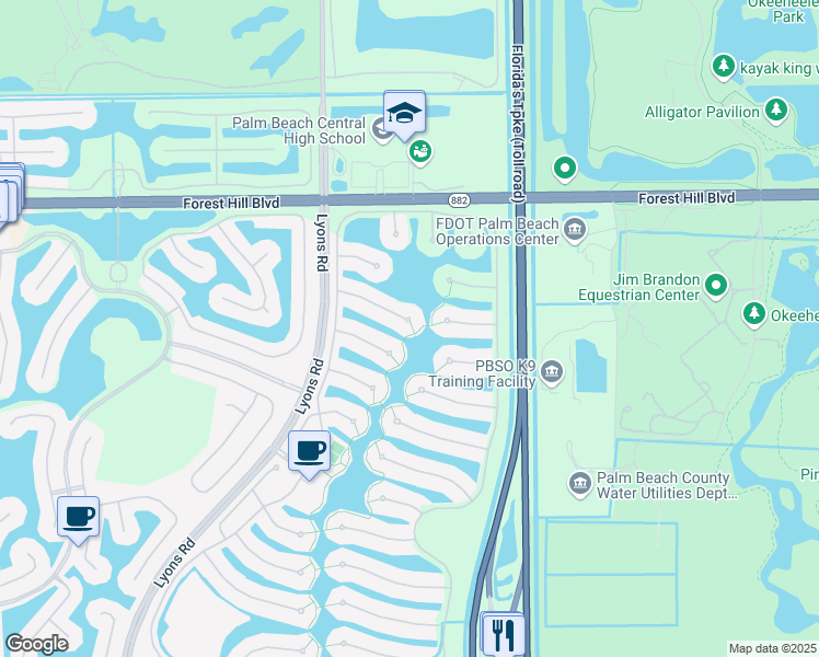 map of restaurants, bars, coffee shops, grocery stores, and more near 8212 Dominica Place in Wellington
