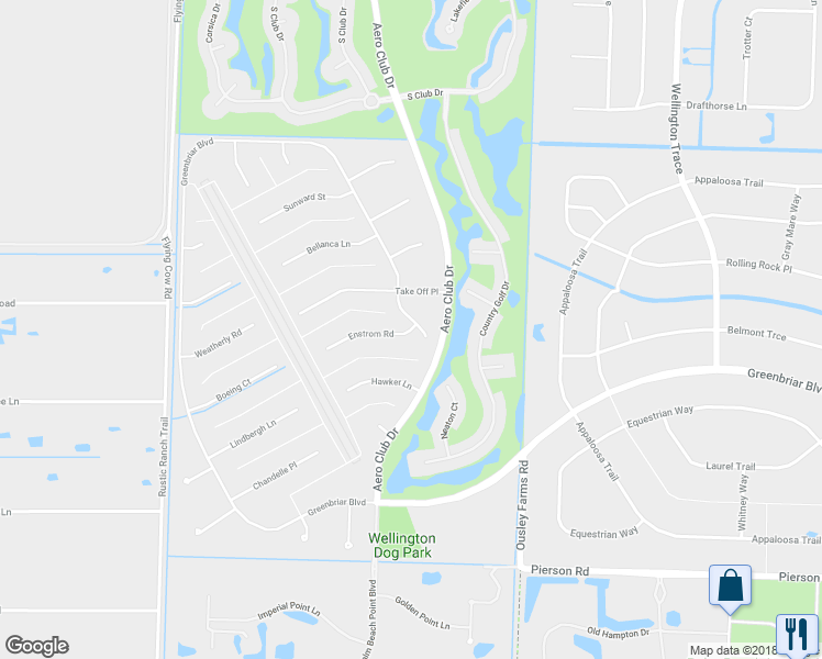 map of restaurants, bars, coffee shops, grocery stores, and more near 15410 Enstrom Road in Wellington