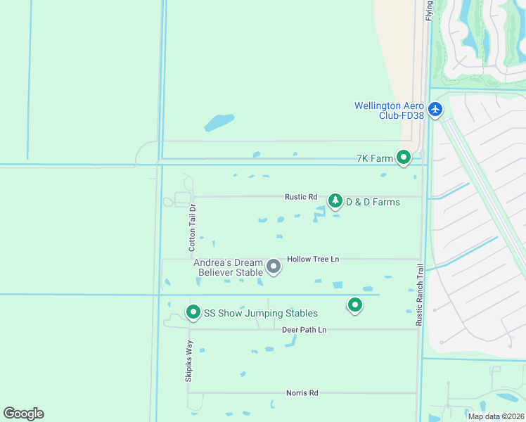 map of restaurants, bars, coffee shops, grocery stores, and more near 16688 Rustic Road in Wellington