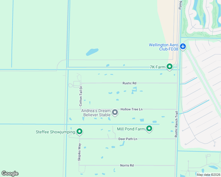 map of restaurants, bars, coffee shops, grocery stores, and more near 16490 Rustic Road in Wellington