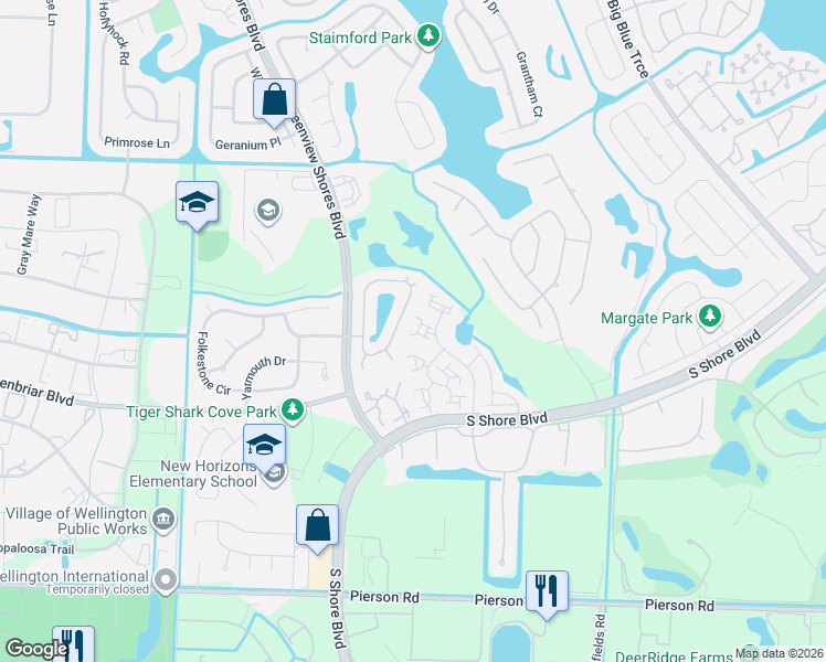 map of restaurants, bars, coffee shops, grocery stores, and more near 13299 Bedford Mews Court in Wellington