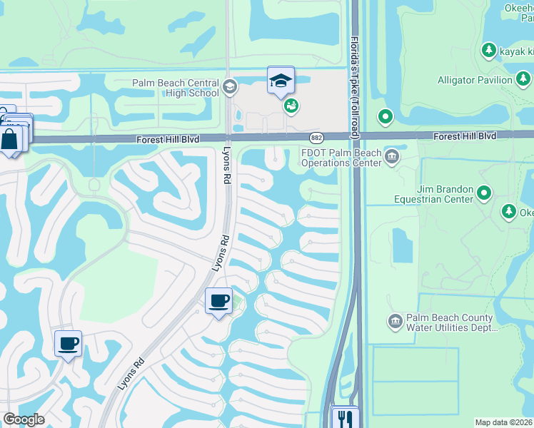 map of restaurants, bars, coffee shops, grocery stores, and more near 8293 Cozumel Lane in Wellington