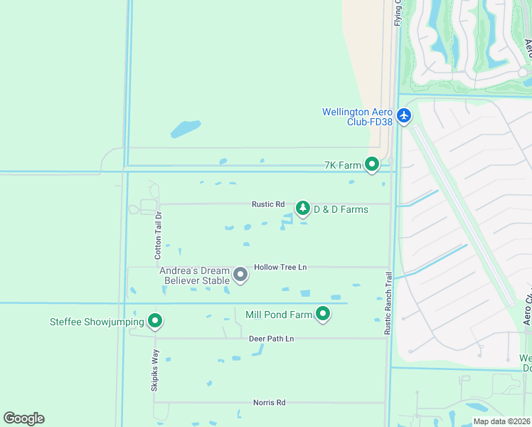 map of restaurants, bars, coffee shops, grocery stores, and more near 16490 Rustic Road in Wellington