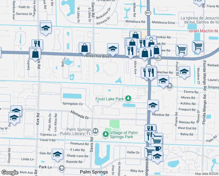 map of restaurants, bars, coffee shops, grocery stores, and more near 725 Lori Drive in Palm Springs