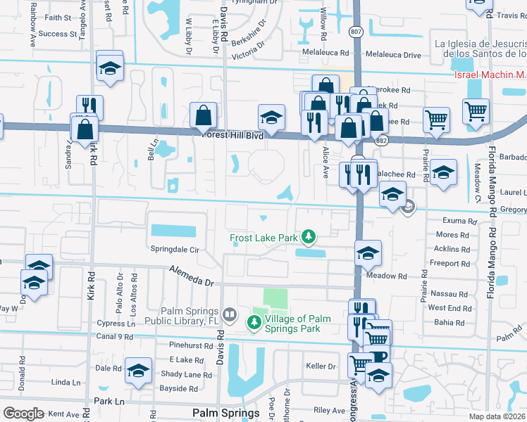 map of restaurants, bars, coffee shops, grocery stores, and more near 721 Lori Drive in Palm Springs