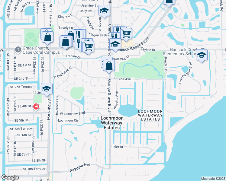 map of restaurants, bars, coffee shops, grocery stores, and more near 4634 Orange Grove Boulevard in North Fort Myers