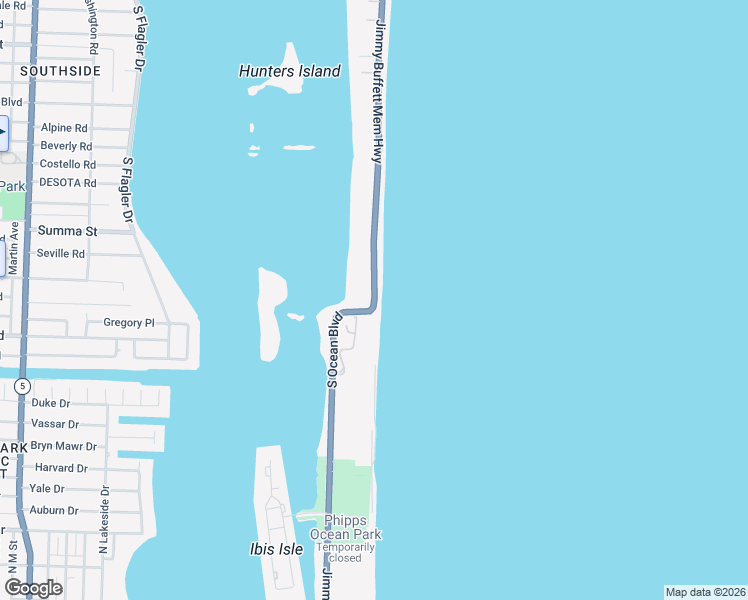 map of restaurants, bars, coffee shops, grocery stores, and more near South Ocean Boulevard in Palm Beach