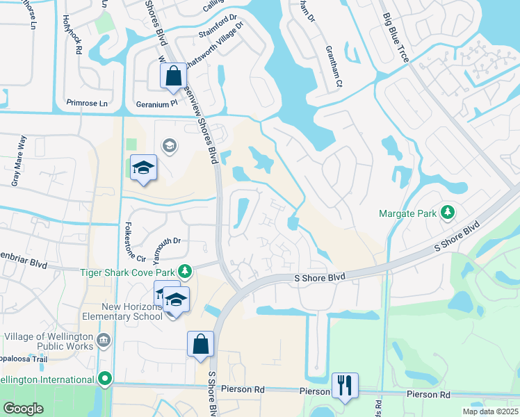 map of restaurants, bars, coffee shops, grocery stores, and more near 2452 Stonegate Drive in Wellington