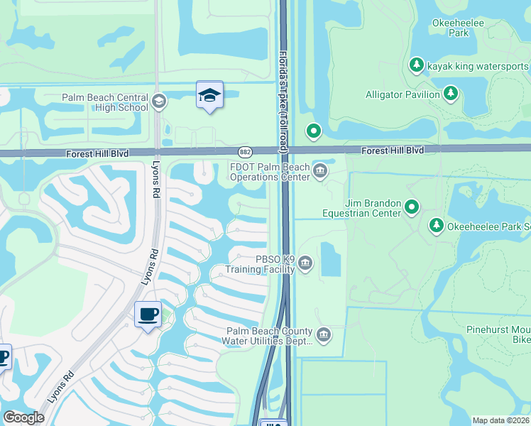 map of restaurants, bars, coffee shops, grocery stores, and more near 8010 Inagua Lane in Wellington