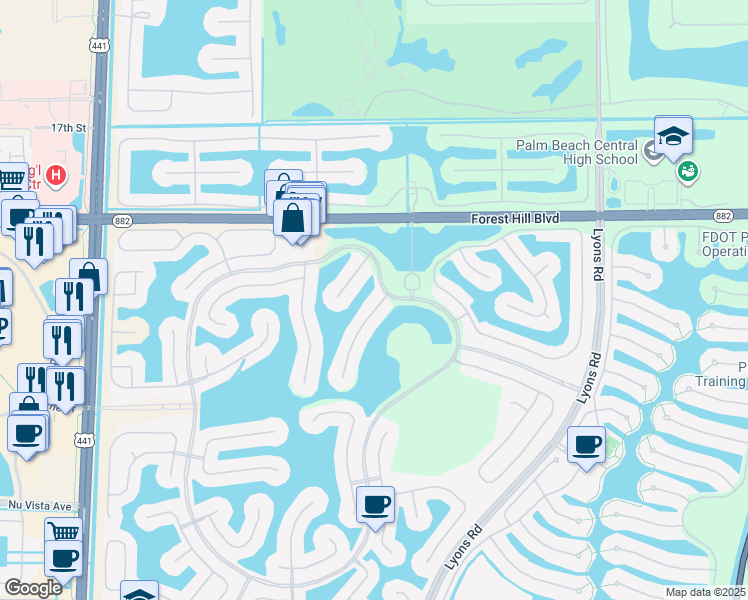 map of restaurants, bars, coffee shops, grocery stores, and more near 2209 Merriweather Way in Wellington