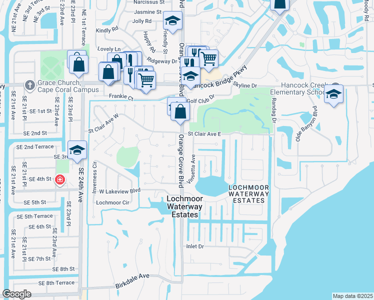 map of restaurants, bars, coffee shops, grocery stores, and more near 4634 Orange Grove Boulevard in North Fort Myers