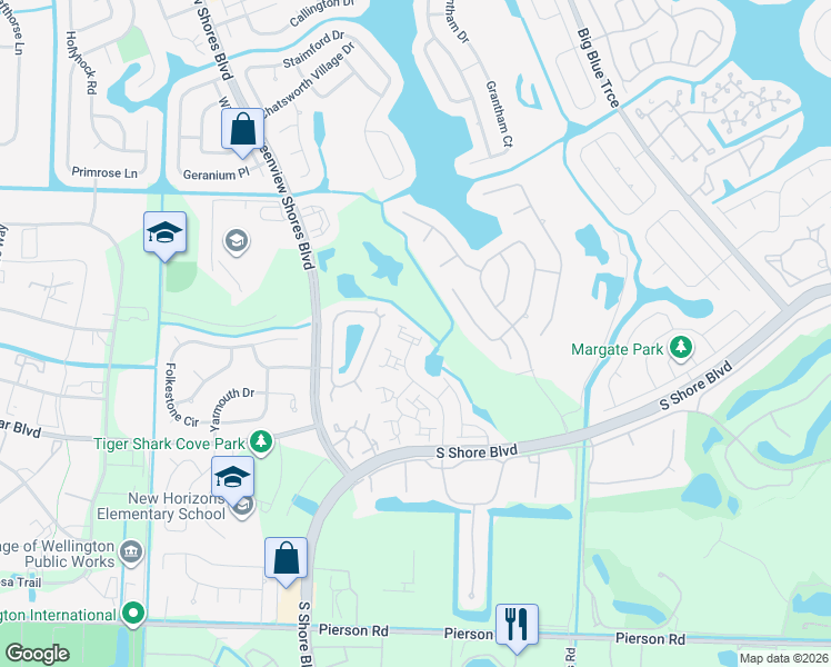 map of restaurants, bars, coffee shops, grocery stores, and more near 2514 Bedford Mews Drive in Wellington