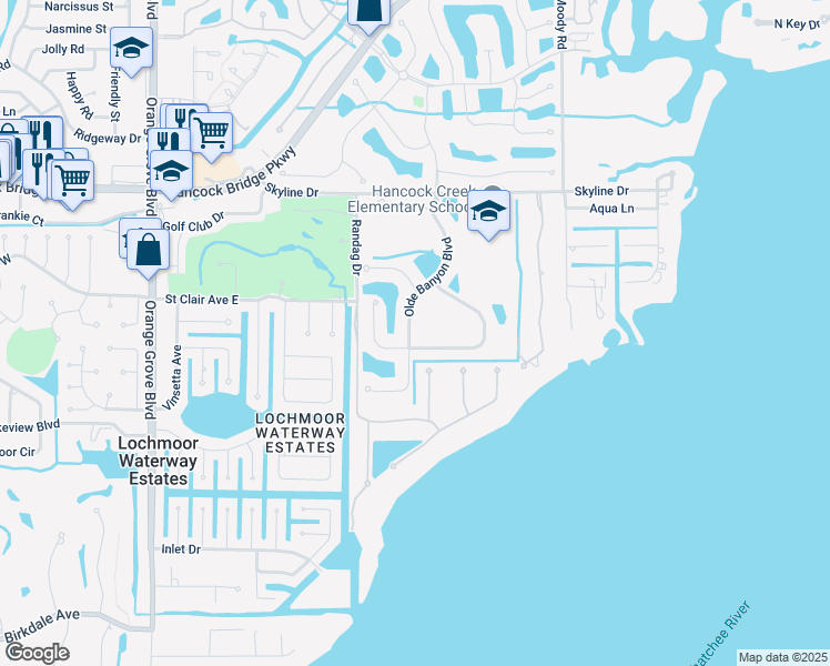 map of restaurants, bars, coffee shops, grocery stores, and more near 3121 Scarlet Oak Place in North Fort Myers