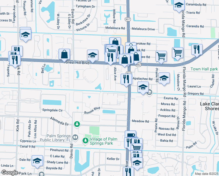 map of restaurants, bars, coffee shops, grocery stores, and more near 1201 Colonial Palms Way in West Palm Beach