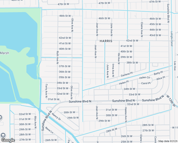 map of restaurants, bars, coffee shops, grocery stores, and more near 3011 36th Street West in Lehigh Acres