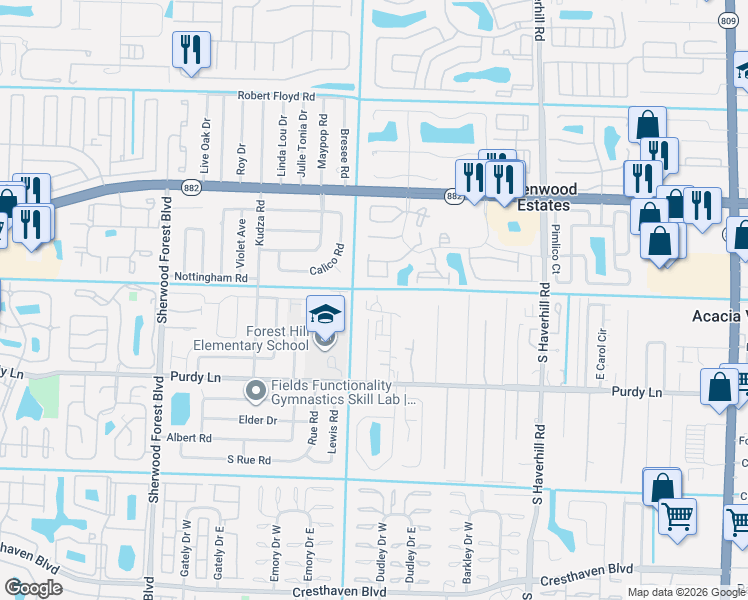 map of restaurants, bars, coffee shops, grocery stores, and more near 2077 54th Trail South in West Palm Beach