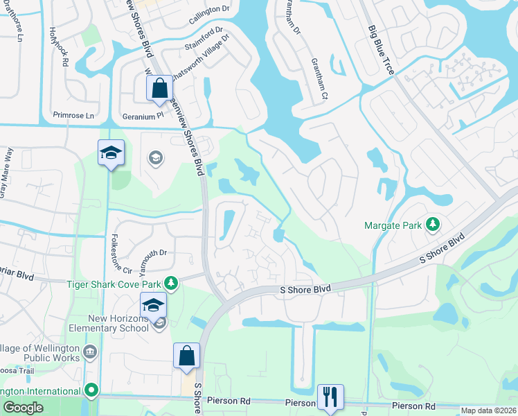 map of restaurants, bars, coffee shops, grocery stores, and more near 2514 Bedford Mews Drive in Wellington
