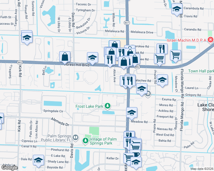 map of restaurants, bars, coffee shops, grocery stores, and more near 1129 Colonial Palms Way in West Palm Beach