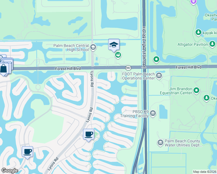 map of restaurants, bars, coffee shops, grocery stores, and more near 8289 Eleuthera Lane in Wellington