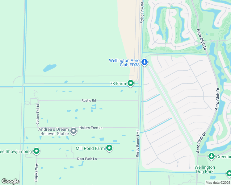 map of restaurants, bars, coffee shops, grocery stores, and more near 16229 Rustic Road in Wellington