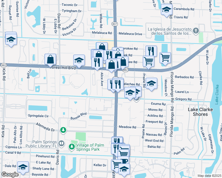 map of restaurants, bars, coffee shops, grocery stores, and more near 1840 Alice Avenue in Palm Springs