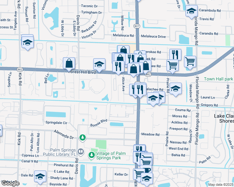 map of restaurants, bars, coffee shops, grocery stores, and more near 1165 Colonial Palms Way in West Palm Beach
