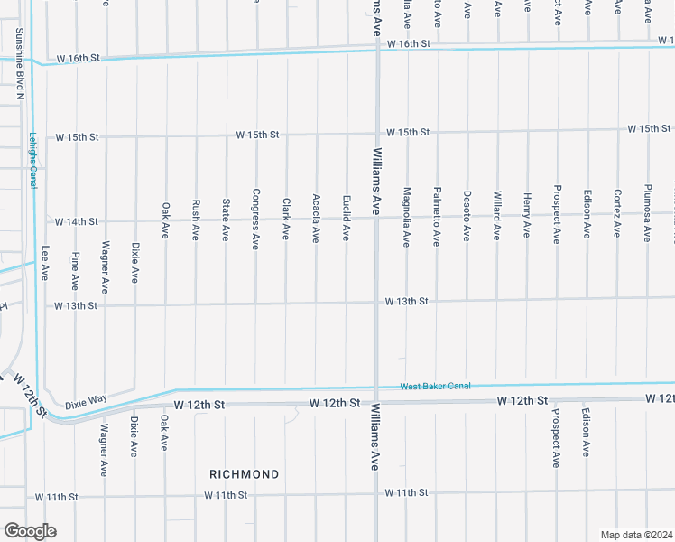 map of restaurants, bars, coffee shops, grocery stores, and more near 1309 Euclid Avenue in Lehigh Acres