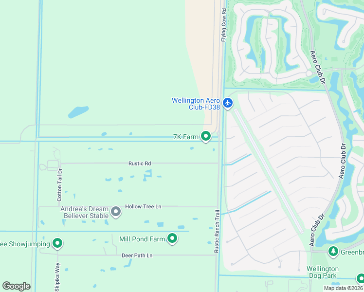 map of restaurants, bars, coffee shops, grocery stores, and more near 16229 Rustic Road in Wellington