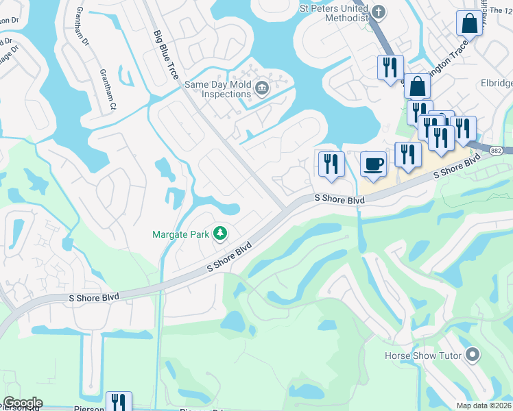 map of restaurants, bars, coffee shops, grocery stores, and more near 2230 Portland Court in Wellington