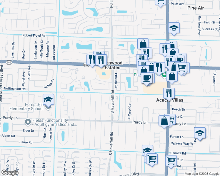 map of restaurants, bars, coffee shops, grocery stores, and more near 5044 Pine Abbey Drive South in West Palm Beach