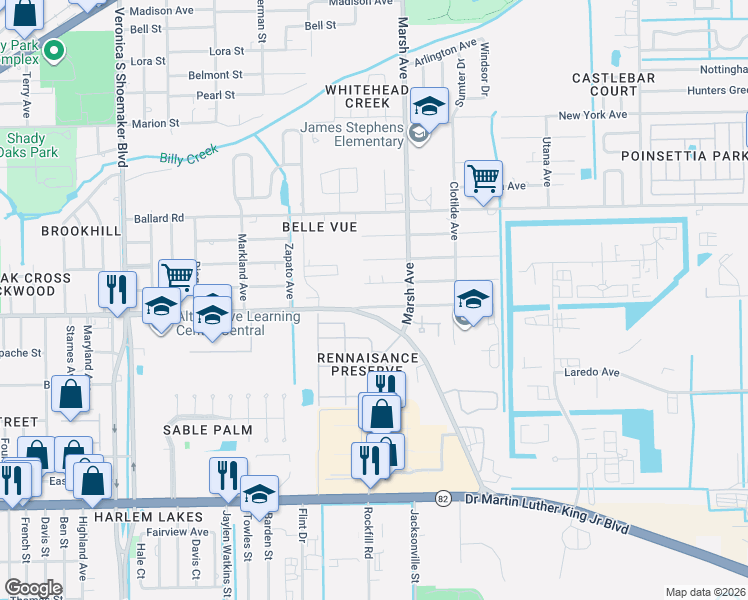 map of restaurants, bars, coffee shops, grocery stores, and more near 3709 Michigan Avenue in Fort Myers
