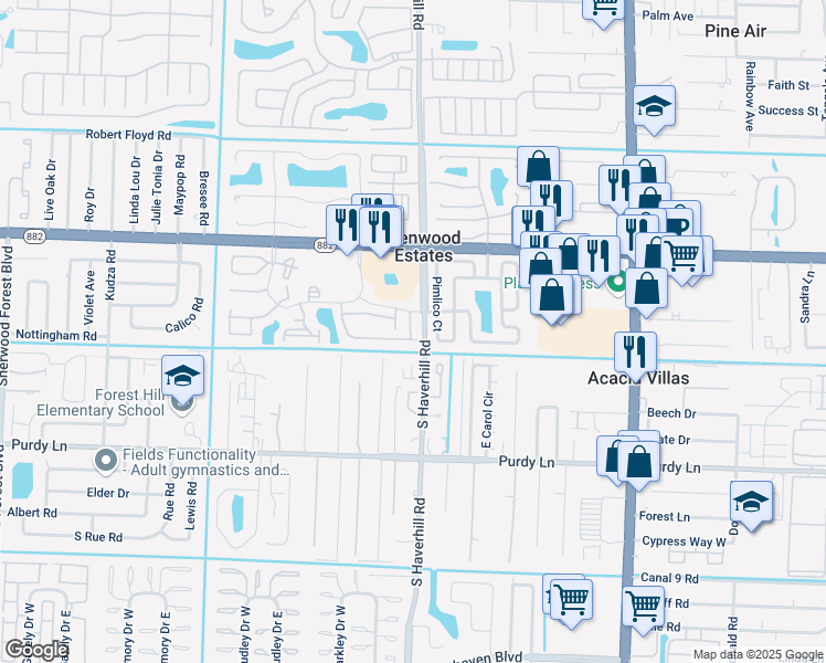 map of restaurants, bars, coffee shops, grocery stores, and more near 5044 Pine Abbey Drive South in West Palm Beach