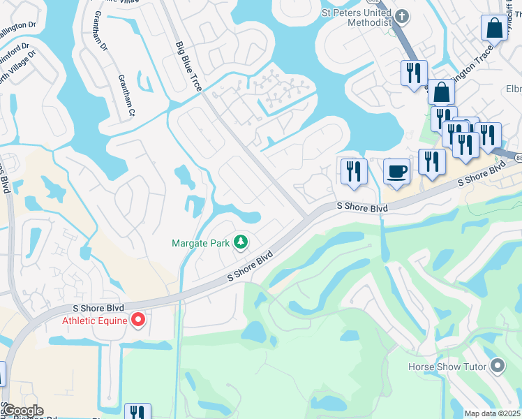 map of restaurants, bars, coffee shops, grocery stores, and more near 2230 Portland Court in Wellington