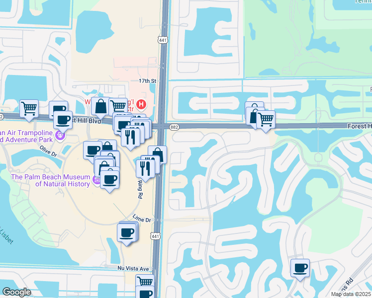 map of restaurants, bars, coffee shops, grocery stores, and more near 9922 Shepard Place in Wellington