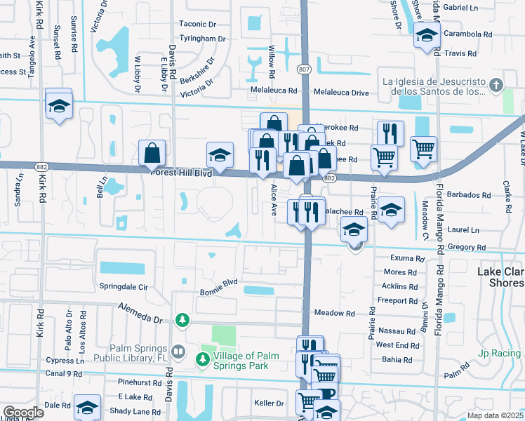 map of restaurants, bars, coffee shops, grocery stores, and more near 1129 Colonial Palms Way in West Palm Beach