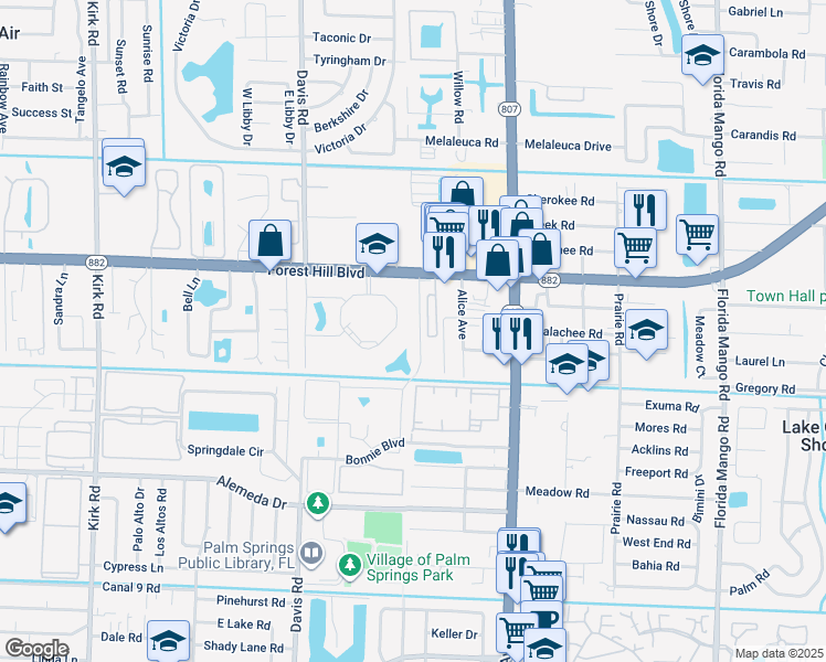 map of restaurants, bars, coffee shops, grocery stores, and more near 1839 Fairview Villas Drive in West Palm Beach