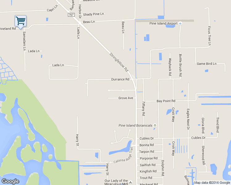 map of restaurants, bars, coffee shops, grocery stores, and more near 6183 Valeria Road in Bokeelia