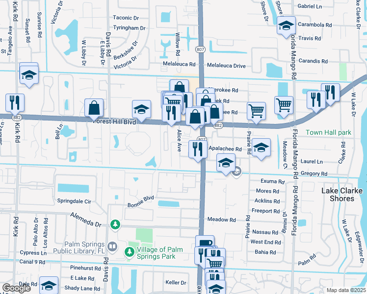 map of restaurants, bars, coffee shops, grocery stores, and more near 1840 Alice Avenue in Palm Springs