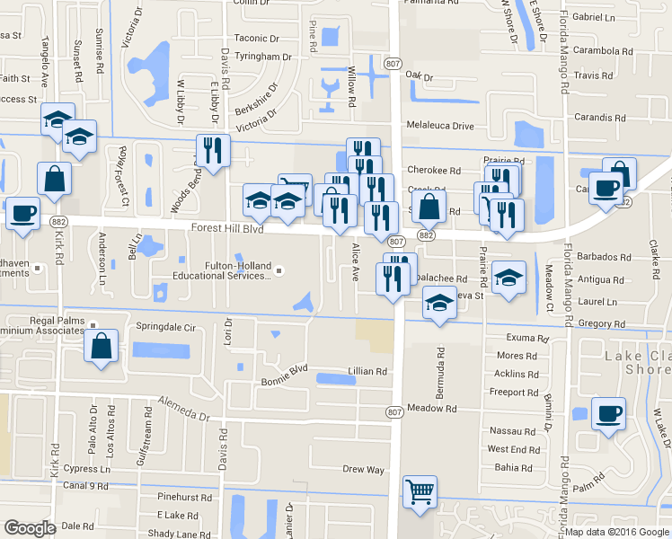 map of restaurants, bars, coffee shops, grocery stores, and more near 1129 Colonial Palms Way in West Palm Beach