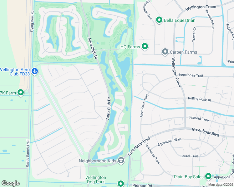 map of restaurants, bars, coffee shops, grocery stores, and more near 15162 Newquay Court in Wellington