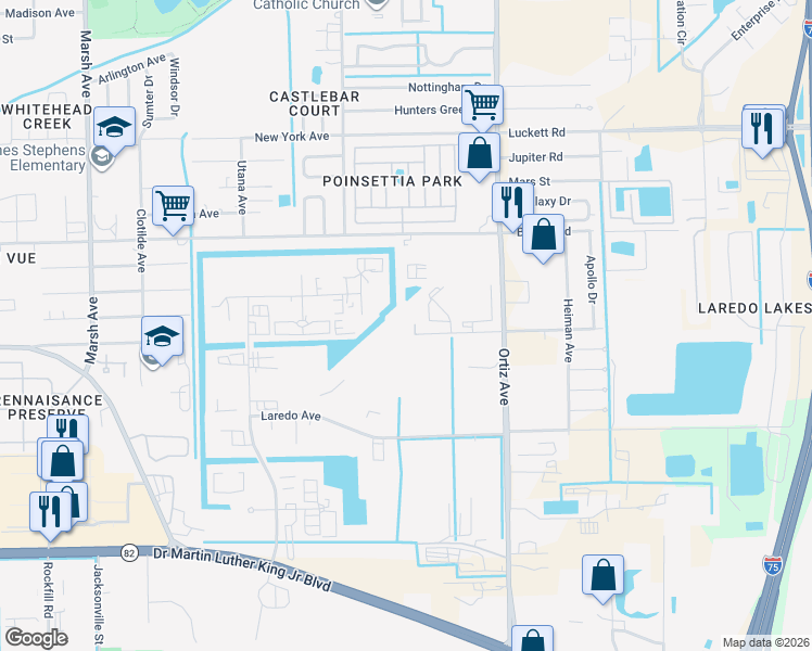 map of restaurants, bars, coffee shops, grocery stores, and more near 3801 East Michigan Avenue in Fort Myers