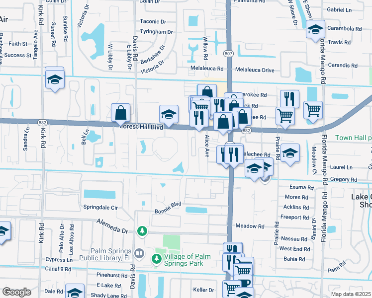 map of restaurants, bars, coffee shops, grocery stores, and more near 1839 Fairview Villas Drive in West Palm Beach