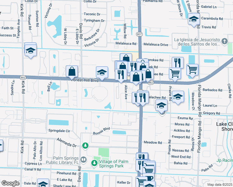map of restaurants, bars, coffee shops, grocery stores, and more near 1129 Colonial Palms Way in West Palm Beach