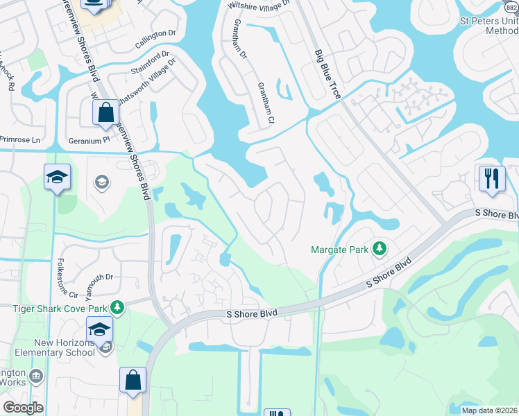 map of restaurants, bars, coffee shops, grocery stores, and more near 2319 Alford Way in Wellington