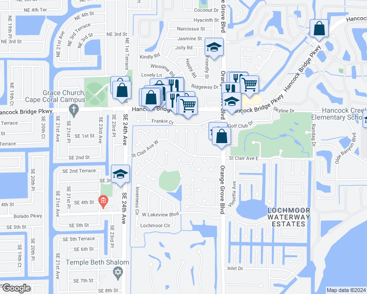 map of restaurants, bars, coffee shops, grocery stores, and more near 4365 Saint Clair Avenue West in North Fort Myers