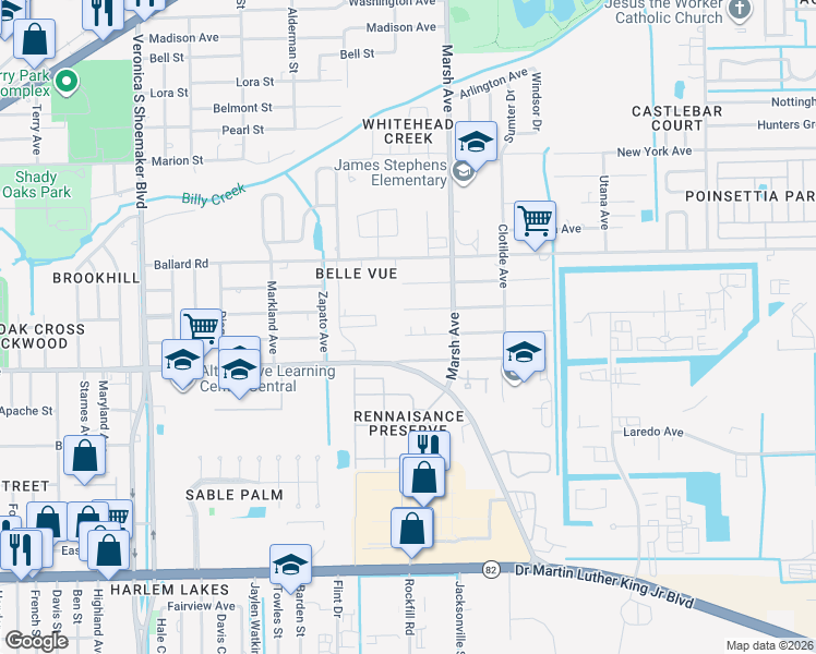 map of restaurants, bars, coffee shops, grocery stores, and more near 207 Eugenia Avenue in Fort Myers