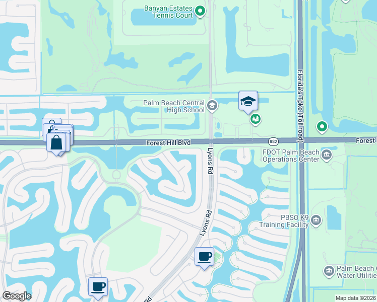 map of restaurants, bars, coffee shops, grocery stores, and more near 8925 Alexandra Circle in Wellington
